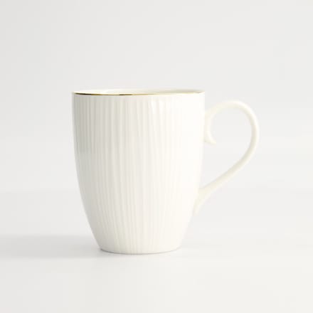 Tokyo Design Studio - Nippon White Goude Rand Mok - Thee Kop - 8.5x10.2cm 380ml Lijnen Wit Goud