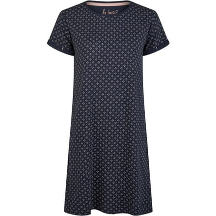 By Louise Essential Dames Nachthemd Korte Mouw AOP Blauw - Maat M