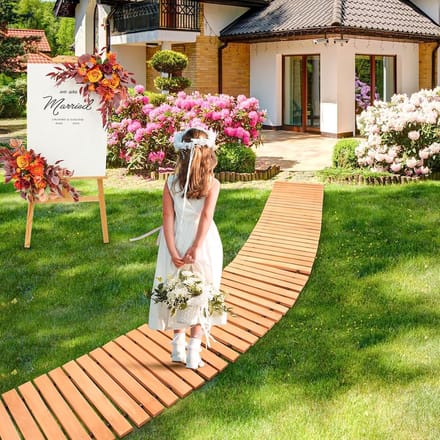 Houten Tuinpad - Uitrolbaar Pad - Buiten Sfeerverhogend - Natuurlijk Cederhout - 365cm Lang