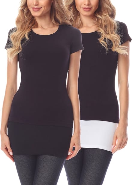 Merry Style Damesverlengband voor overhemden T-shirts – XS - Zwart/wit (2Pack) - MS-MS10-202-BB