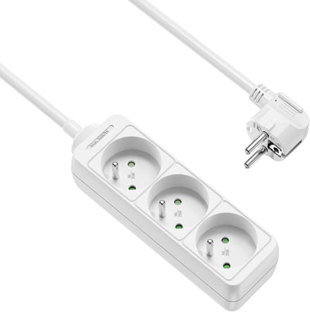 Allteq - Stekkerdoos met penaarde - 3-voudig - 5 meter - Wit
