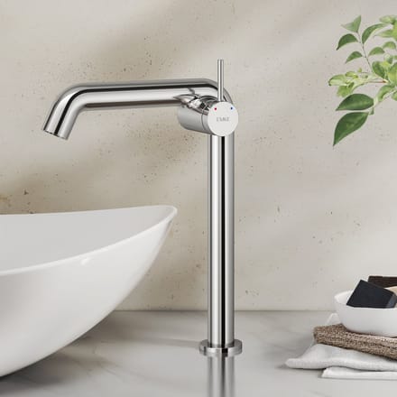EMKE Wastafelkraan - Waterbesparend Mengkraan - Incl. Aansluitingen - Hoge Uitloop 26cm - Chroom