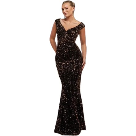Glitteren Velours Aansluitende Jurk, Dames Goddiva