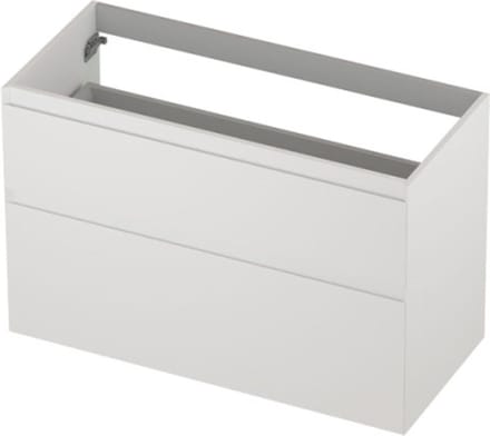 INK wastafelonderkast 2 laden greeploos gelakt asymmetrisch 100x45x65cm, mat wit