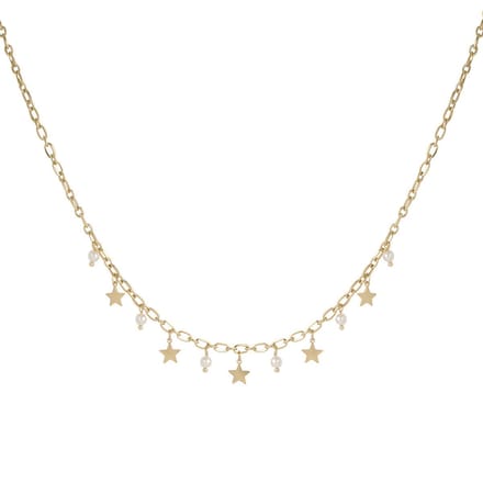 Ketting sterren en parels- Goud Premium Stainless steel - Yehwang