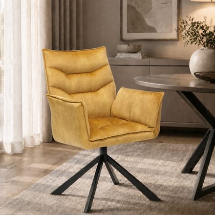 Eetkamerstoel Dani - 360 graden draaibaar - Velvet - Gold