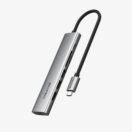 Cabletime 7-in-1 USB-C Hub geschikt voor MacBook en Windows - 4K HDMI - USB 3.0 - SD/TF-kaartlezer