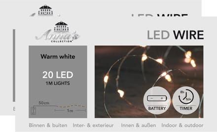 2x anna collection draadverlichting - zilver- 20 leds- warm wit - 100 cm