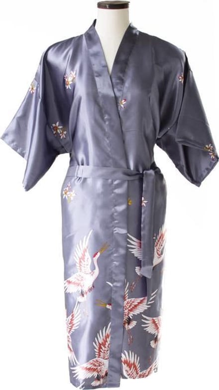 TA-HWA - Dames Kimono - met Kraanvogels - Zilver - Maat S