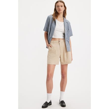 Levi's Pleated Short Beige Maat: W32 | Korte Broeken Outlet | Dames | Beige