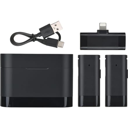 Draadloze clip-on microfoon Draadloze microfoonontvanger en 2 zenders met oplaaddoos voor Type-C iOS Interface