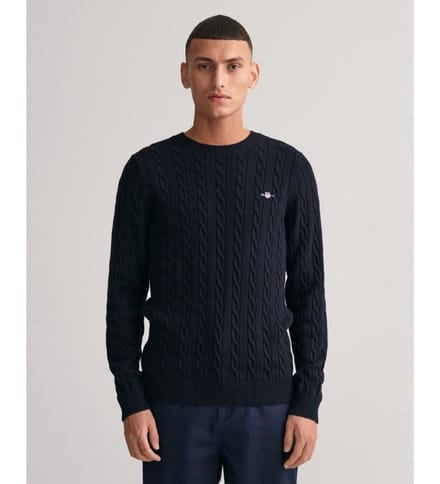 Gant Navy geribde trui met ronde hals