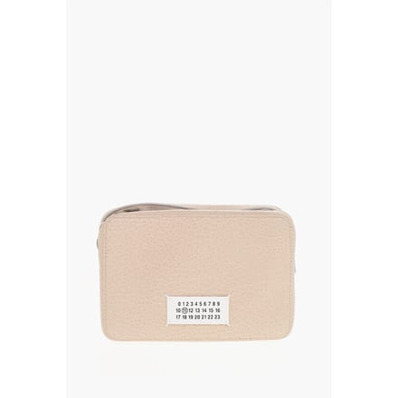 MM11 Gestructureerde leren 5A crossbodytas met canvasdetail in roze