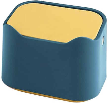 Tafel Afvalbak - Prullenbak Bureau - Netjes Werken - Met Drukdeksel - 17.5 cm - Wit
