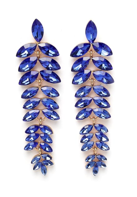 AVANT-GARDE PARIS Oorbellen - Cascading Leaf Drop - 1 stuk - Blauw met gouden plating