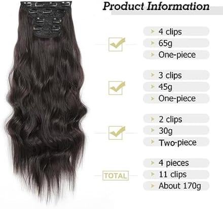 Clip-in Haarextensies - 20 Inch Golvend Synthetisch Haar