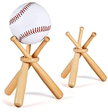 Honkbal Display Stand met Mini Bats en Houten Cirkels – 2 Sets