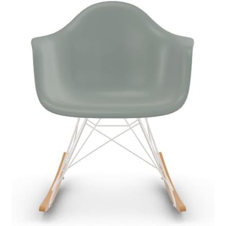 Vitra RAR Eames Plastic Armchair - lichtgrijs RE - wit - sleden esdoorn goudkleurig