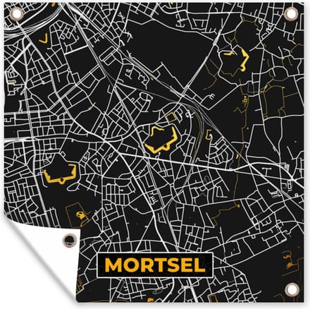 Tuindoek Mortsel - Plattegrond - Stadskaart - Goud - Kaart - 100x100 cm