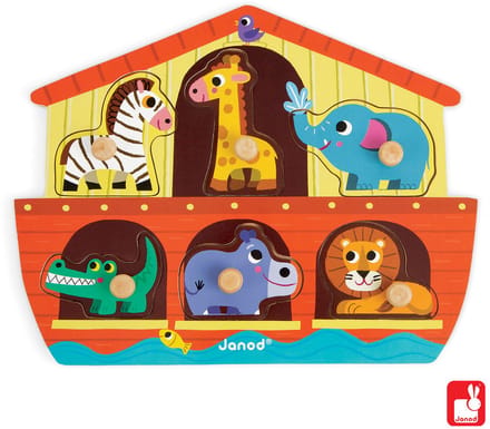 Janod - Knoppuzzel - De ark van Noach - 6 Stukjes