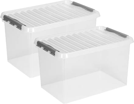 Sunware opslagbox - 2x stuks - met deksel - kunststof - 62 liter - 60 x 40 x 34 cm - opslagdoos
