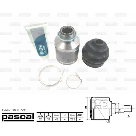 Homokineet reparatie set, aandrijfas PASCAL G83016PC rechts