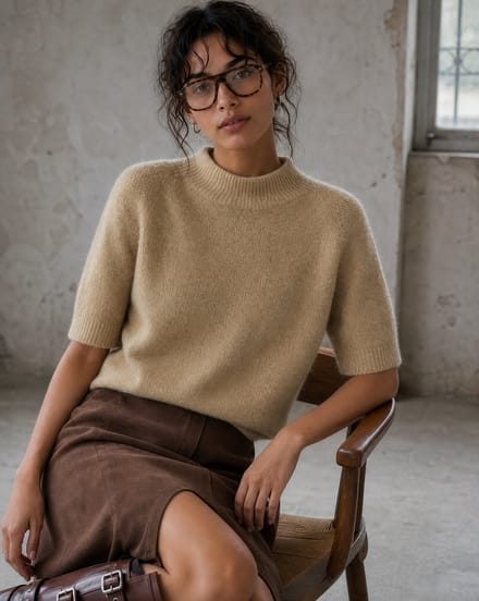 Alpaca knitted dyed top WP09 | Camel - Camel / S