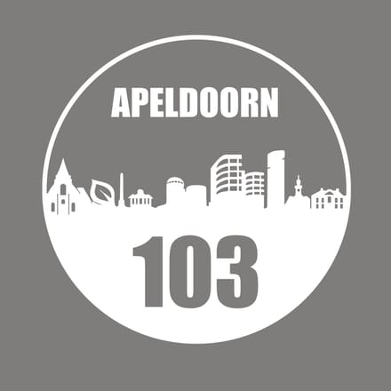 Apeldoorn sticker met eigen huisnummer
