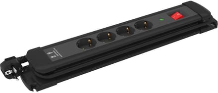 Stekkerdoos - 4 voudig - 2x USB - Aan/uit schakelaar - 1.5 meter - Zwart - Allteq