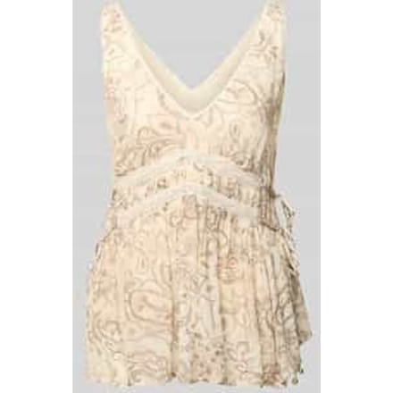 Blousetop met V-hals en met kant