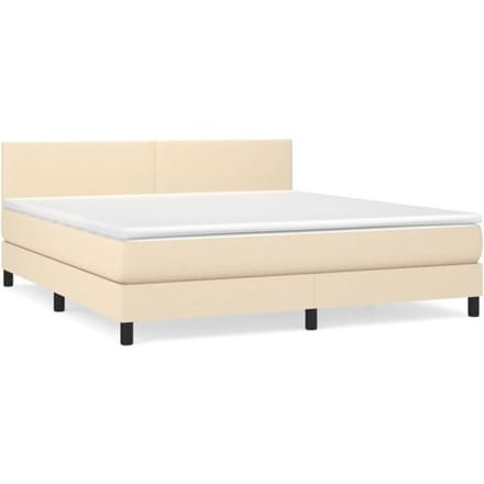 vidaXL - Boxspring - met - matras - stof - crèmekleurig - 160x200 - cm