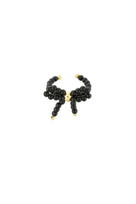 Bijoutheek Ring (Sieraad) Strikje Kralen Zwart