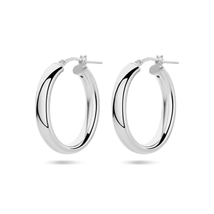 Zilver Gerhodineerd Oorringen Half Ronde Buis 1338735