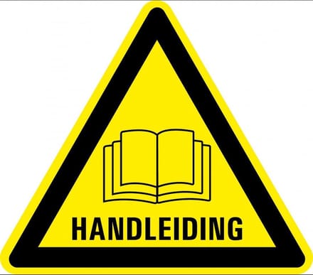 Waarschuwingssticker let op de handleiding 25 mm - 10 stuks per kaart