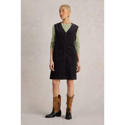 White Stuff Maple Cord Pinny Pure Black Größe: 18 | Minikleider Outlet | Damen | Schwarz