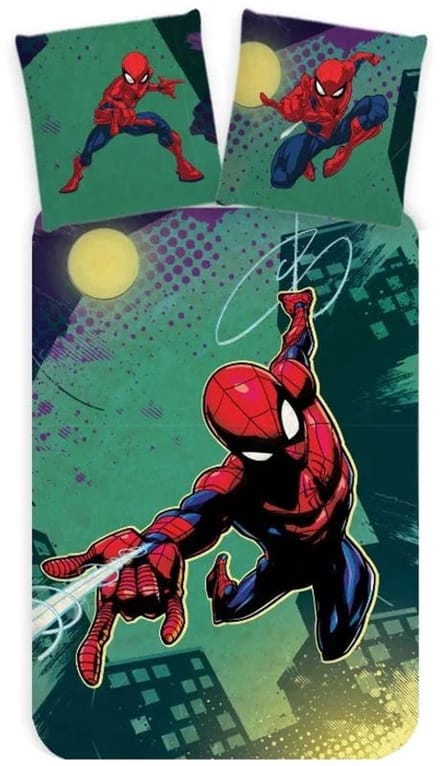 Spiderman Peuterdekbedovertrek Groen - 100 x 135 cm - 40 x 60 cm - Katoen