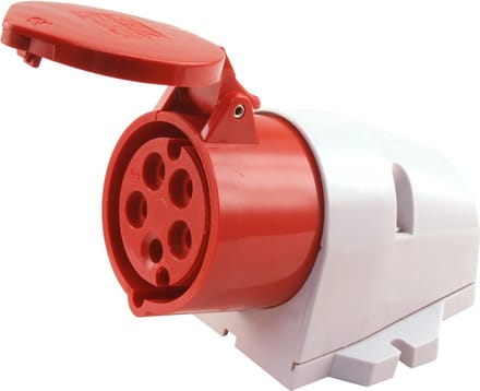 Cee wandcontactdoos 5 polig randaarde 16 ampere rood