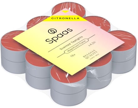 SPAAS Citronella Theelichten Brandduur ± 4,5 u Levendig Rood 18 stuks