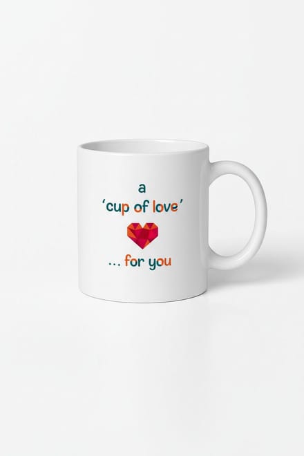 Mok 'A Cup of Love' met Geometrisch Hart Design - Liefdevol Cadeau voor Jou