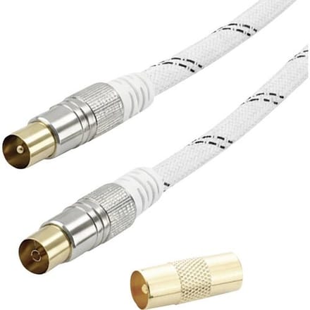 Vivanco Antenne, Satelliet Aansluitkabel 3 m 120 dB Vergulde steekcontacten Wit