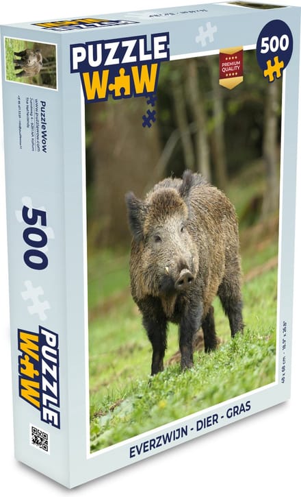 Puzzel Everzwijn - Dier - Gras - Legpuzzel - Puzzel 500 stukjes