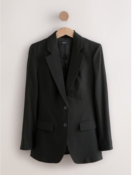 Next - Dames - Modieus gesneden blazer met wol en met enkele knopenrij - Zwart