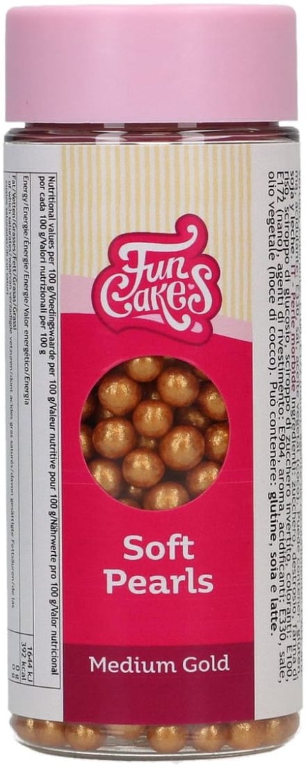 FunCakes Zachte Parels - Medium - Goud - 60 g - Eetbare Taartdecoratie
