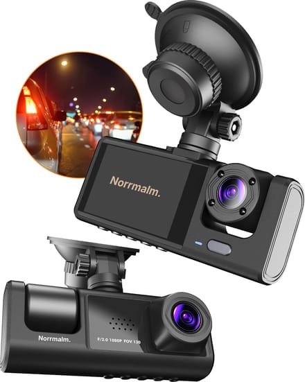Norrmalm® Full HD Dashcam voor Auto - 64 GB - App (iOS, Android) - WiFi - Voor en Achter Camera - Parkeerfunctie - G-sensor