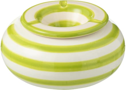 J-Line asbak Granada Stripes - keramiek - wit/groen - large