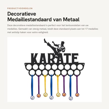 Dailygoods - Decoratieve Medaillestandaard van Metaal met 17 Antislip Haken