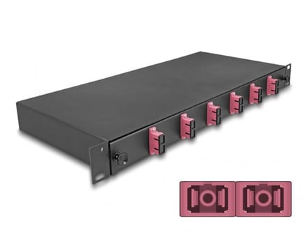 Delock 19″ Optical Fiber Splice Box 6 x SC Duplex OM4 1U complete assembled