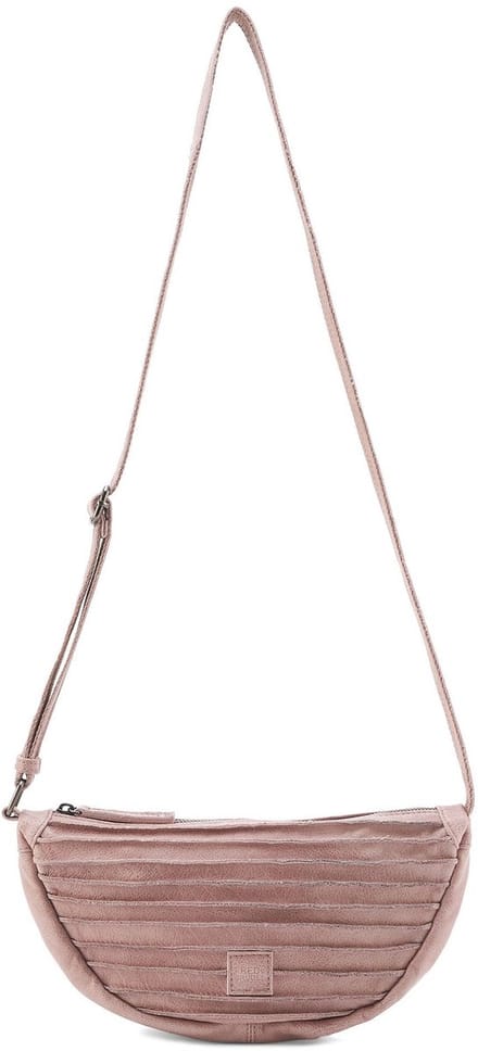 FREDsBRUDER Leren Schoudertas Riffel Halfmoon Bag Powder Rose Oud roze