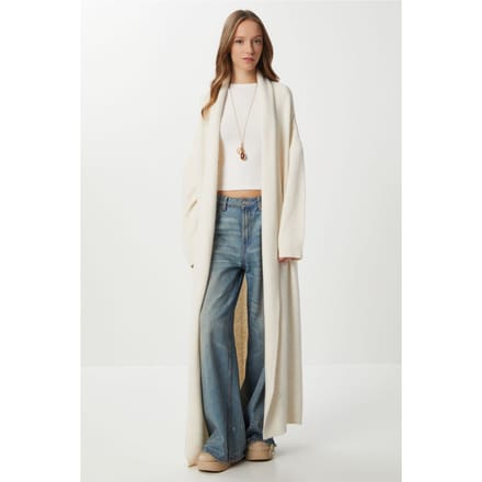 Oversized Open Collar Lange Gebreide Cardigan