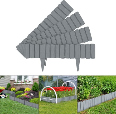 Froadp Robuuste Houtlook Tuinborder 6,9m - Decoratieve Palissade - Grijs